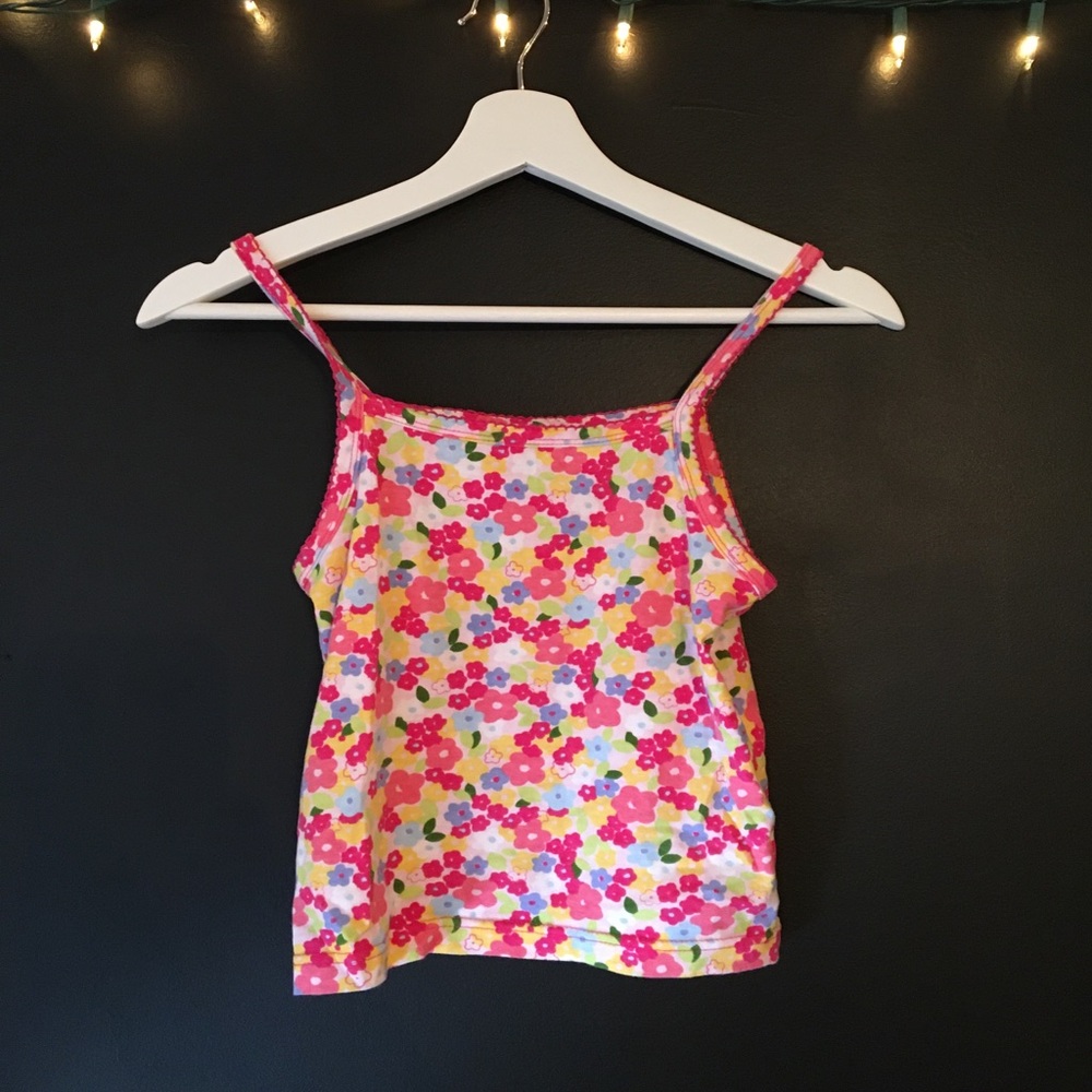 Cropped colourful spaghetti strap top